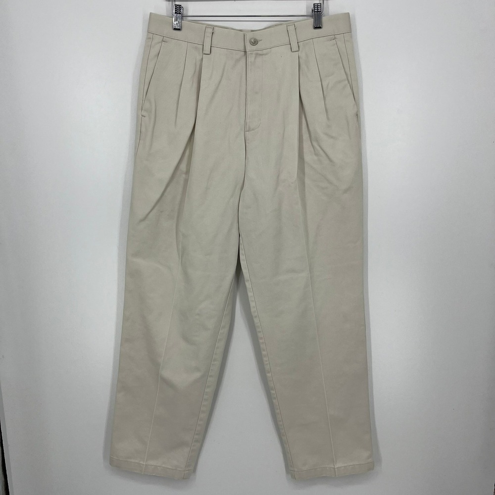 Dockers Mens Individual Fit Pleated Chino Pants Khaki Tan 34x32